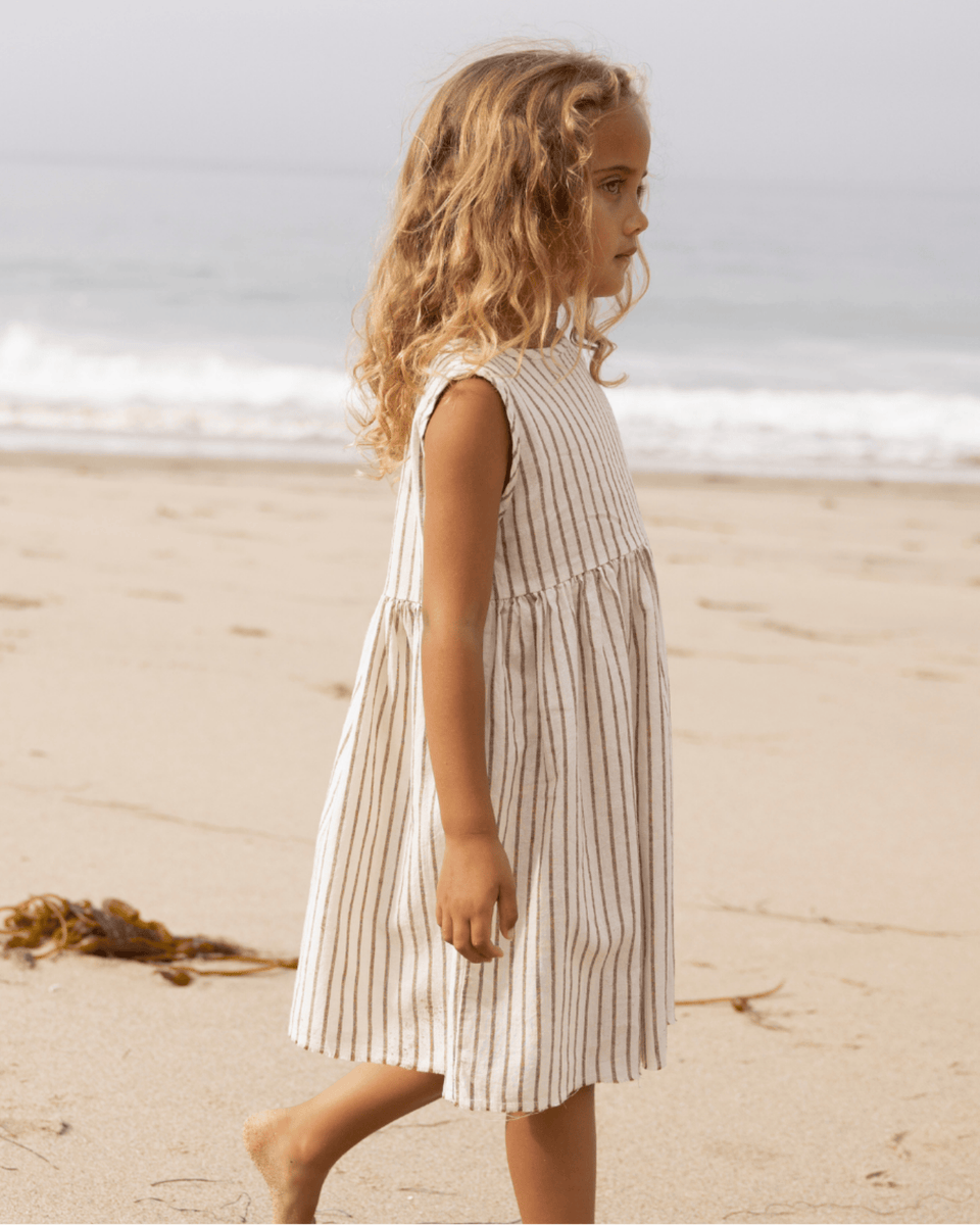 SLEEVELESS PRAIRIE DRESS 2y / fennel stripe