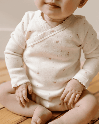 ROSE POINTELLE KIMONO BODYSUIT - colored organics - bornbaby