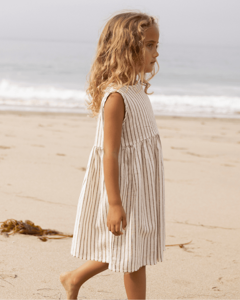 go gently nation SLEEVELESS PRAIRIE DRESS 2y / fennel stripe