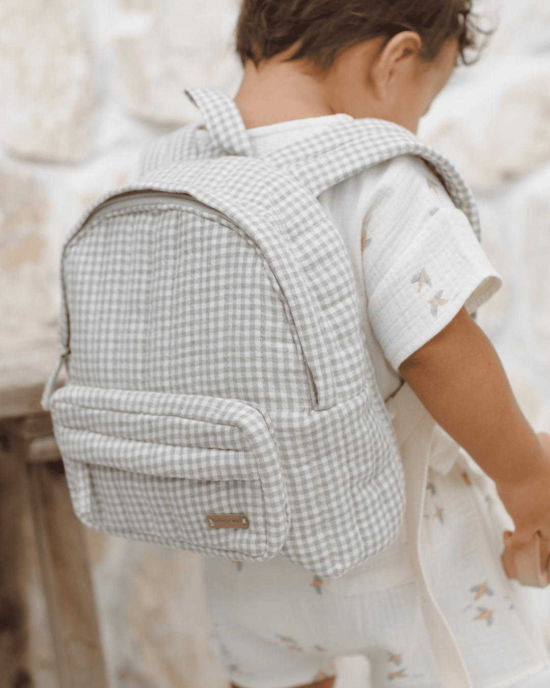 Quincy Mae Mini Backpack Sage Gingham