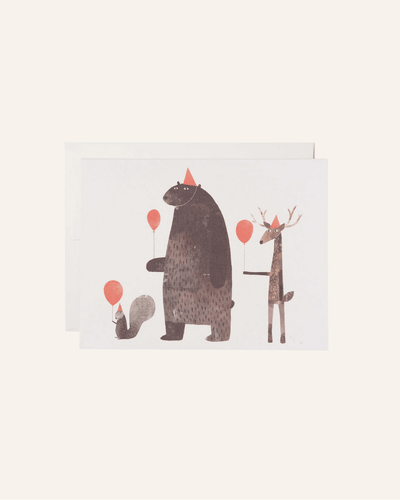 CARD - PARTY ANIMALS - red cap cards - bornbaby