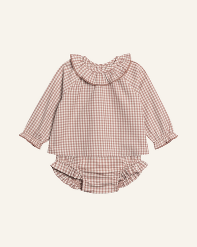 DOROTHY POPLIN RUFFLE COLLAR SHIRT + BLOOMER SET
