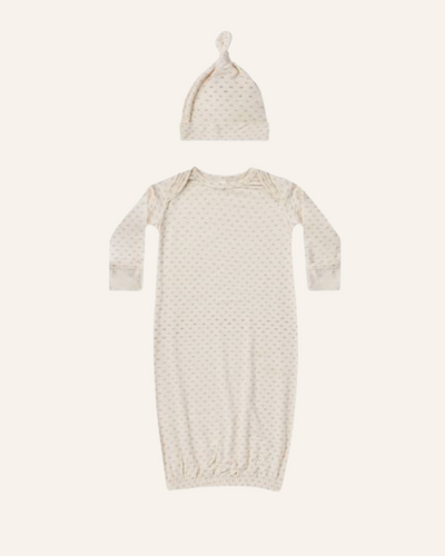 KNOTTED BABY GOWN + HAT SET - BØRN BABY