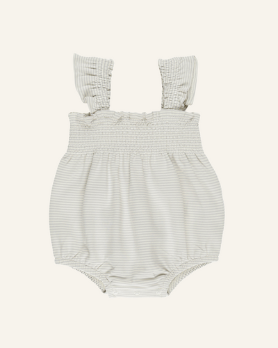 SMOCKED RUFFLE SLEEVE ROMPER