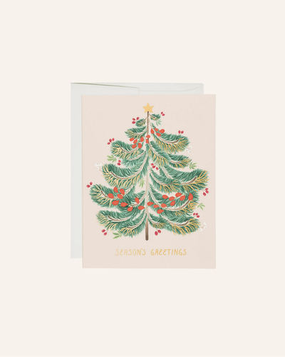 CARD - FESTIVE EVERGREEN - red cap cards - bornbaby