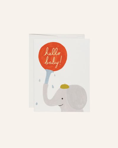 CARD - LITTLE ELEPHANT - red cap cards - bornbaby