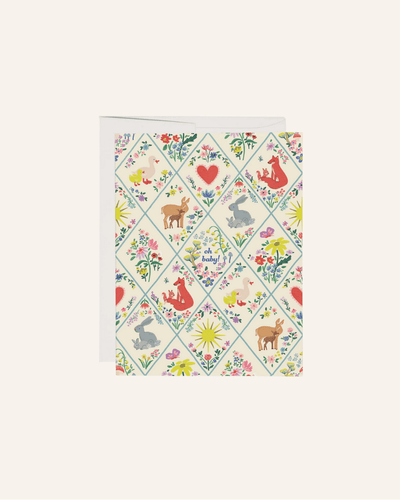 CARD - WOODLAND CRITTERS - red cap cards - bornbaby